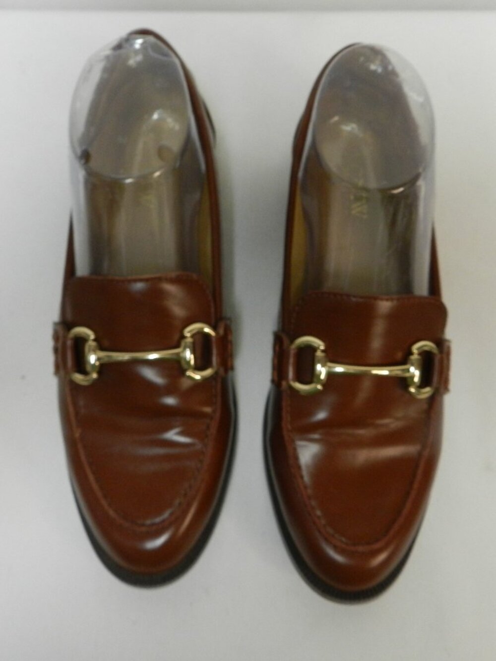 J. Crew Vintage Size 7 Leather Horse-bit gold-tone brown Loafers flats slides 7 - Picture 2 of 15